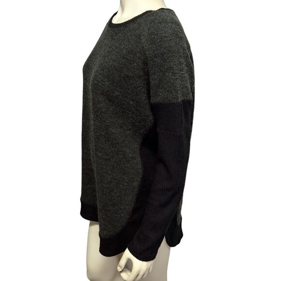 Loft Lounge High Low Comfy Oversized Long Sweater Black and Gray with Leggings - Picture 2 of 7